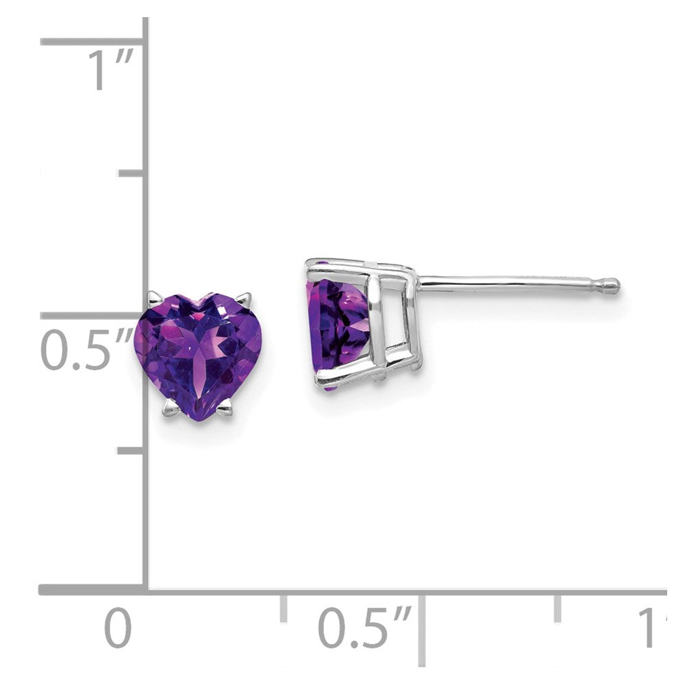 14k White Gold 6mm Heart Amethyst Earrings XE98WAM