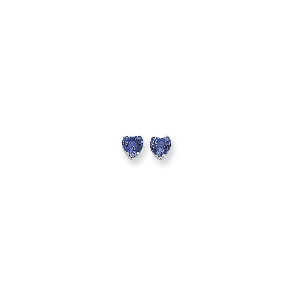 14k White Gold 6mm Heart Sapphire Earrings XE98WS