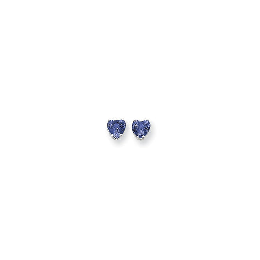 14k White Gold 6mm Heart Sapphire Earrings XE98WS