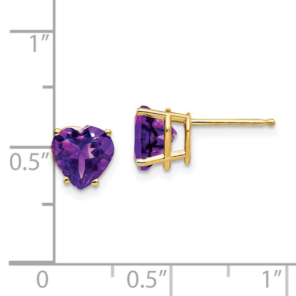 14k Yellow Gold 7mm Heart Amethyst Earrings XE99AM