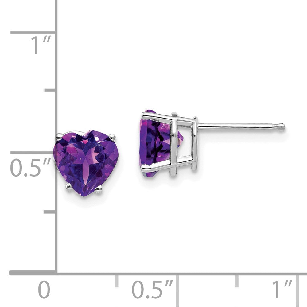 14k White Gold 7mm Heart Amethyst Earrings XE99WAM