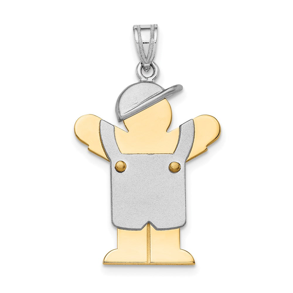 14k Two-tone Gold Two-tone Gold Large Boy with Hat on Left Engravable Charm