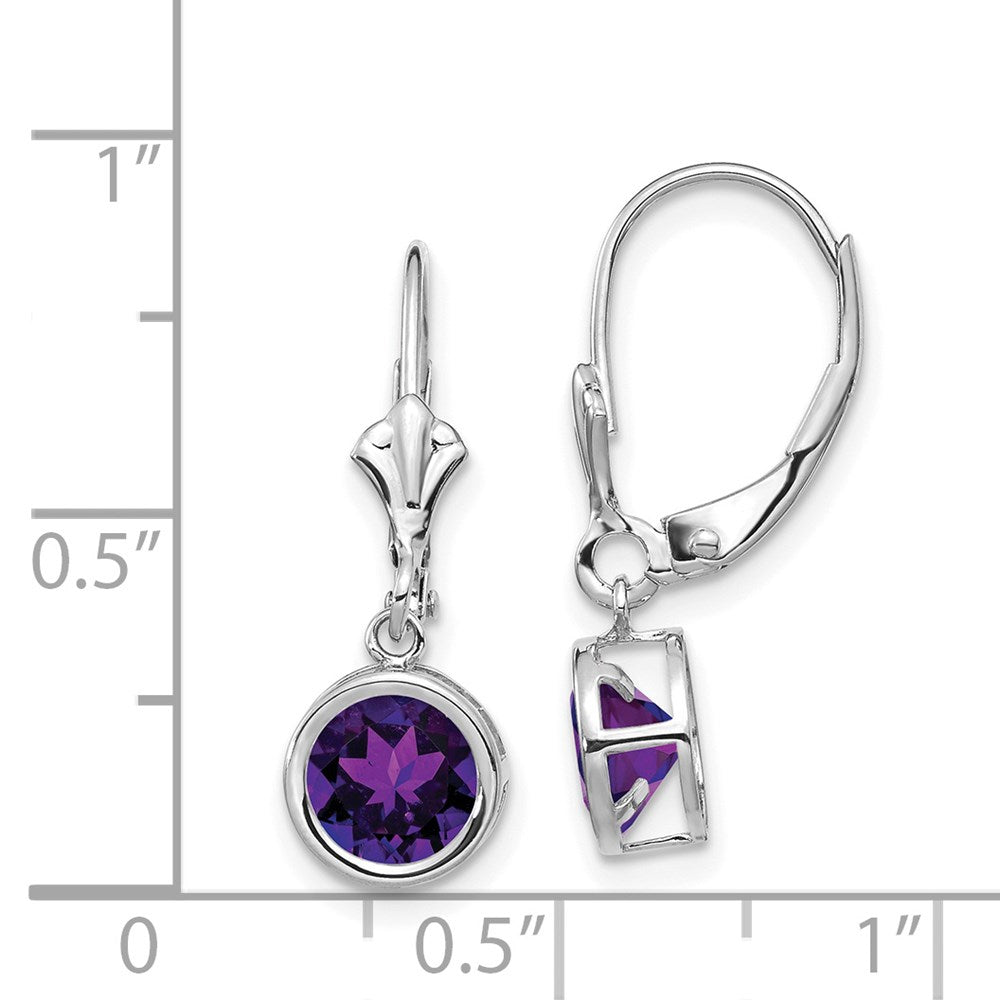14k White Gold 6mm Amethyst Leverback Earrings XLB101WAM