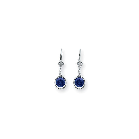 14k White Gold 6mm Sapphire leverback Earrings XLB101WS