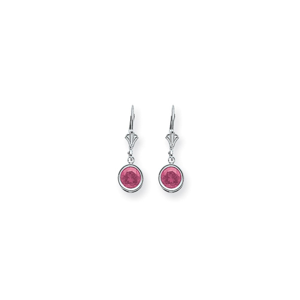 14k White Gold 6mm Pink Sapphire leverback Earrings XLB101WSP