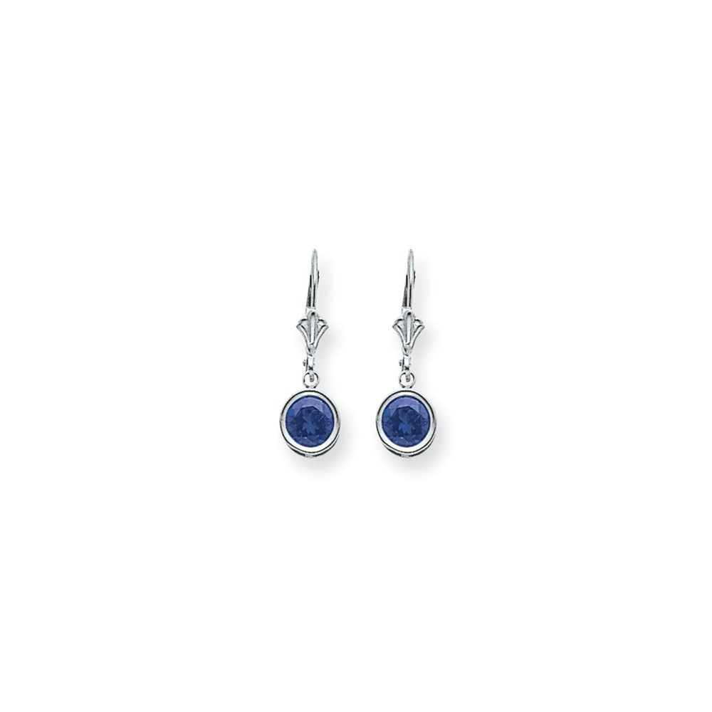 14k White Gold 6mm Tanzanite leverback earring