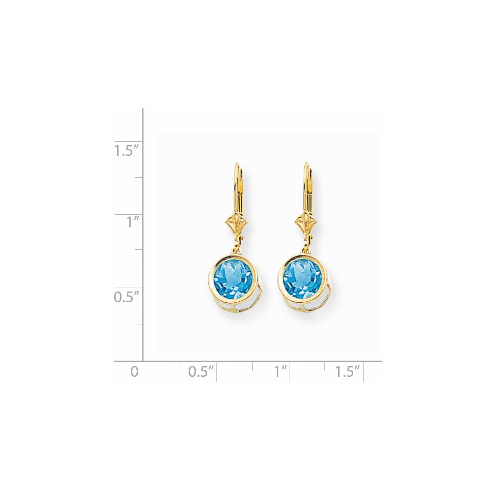 14k Yellow Gold 8mm Blue Topaz Leverback Earrings XLB102BT