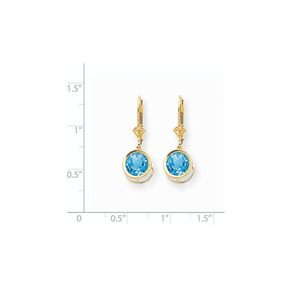 14k Yellow Gold 8mm Blue Topaz Leverback Earrings XLB102BT
