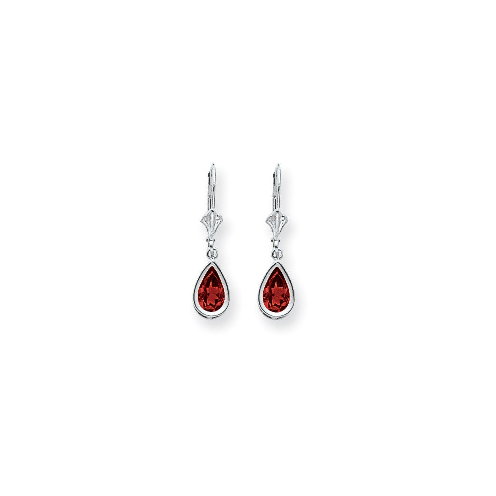 14k White Gold 8x5mm Pear Ruby leverback Earrings XLB103WR