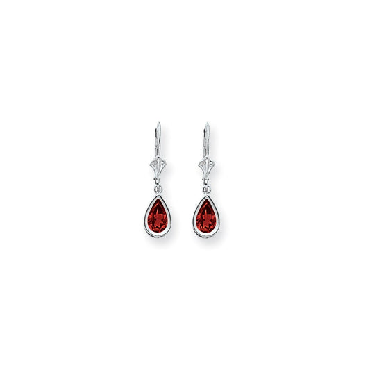 14k White Gold 8x5mm Pear Ruby leverback Earrings XLB103WR