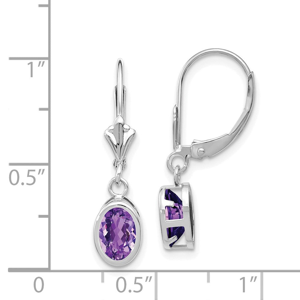 14k White Gold 7x5mm Oval Amethyst Leverback Earrings XLB106WAM