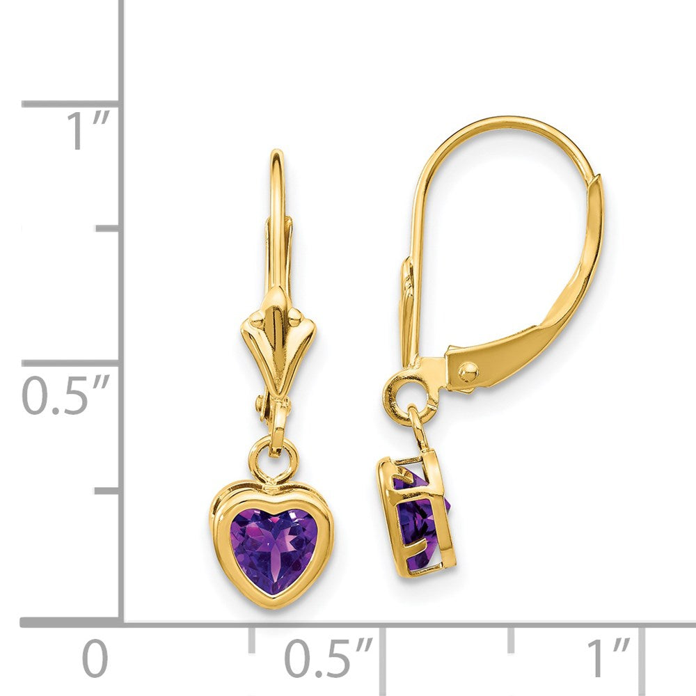 14k Yellow Gold 5mm Heart Amethyst Earrings XLB109AM