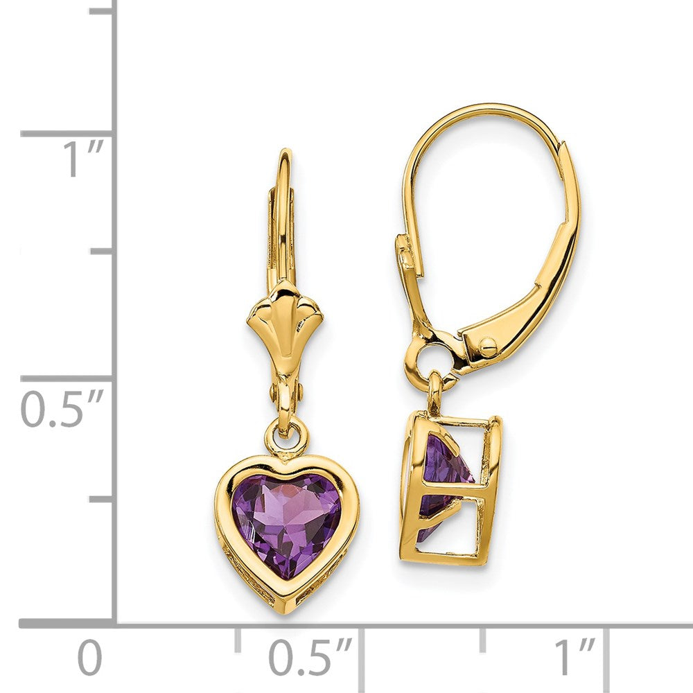 14k Yellow Gold 6mm Heart Amethyst Earrings XLB110AM