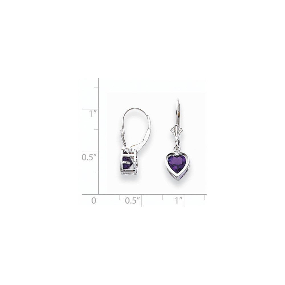 14k White Gold 6mm Heart Amethyst Earrings XLB110WAM