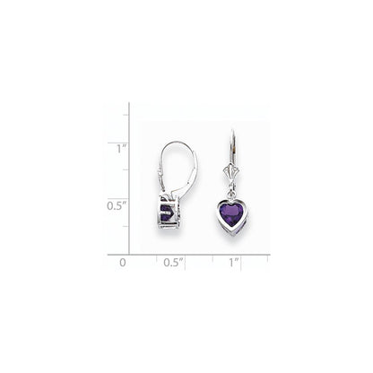 14k White Gold 6mm Heart Amethyst Earrings XLB110WAM