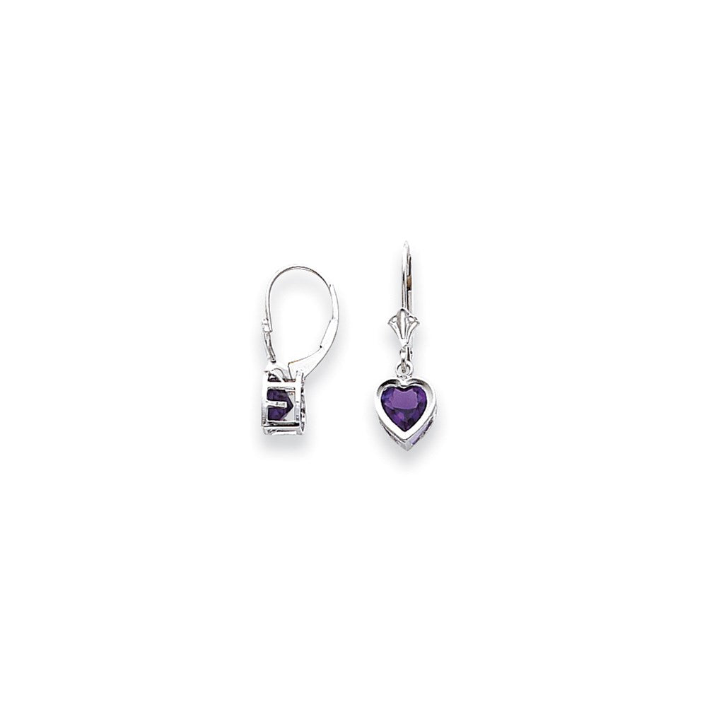 14k White Gold 6mm Heart Amethyst Earrings XLB110WAM