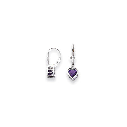 14k White Gold 6mm Heart Amethyst Earrings XLB110WAM