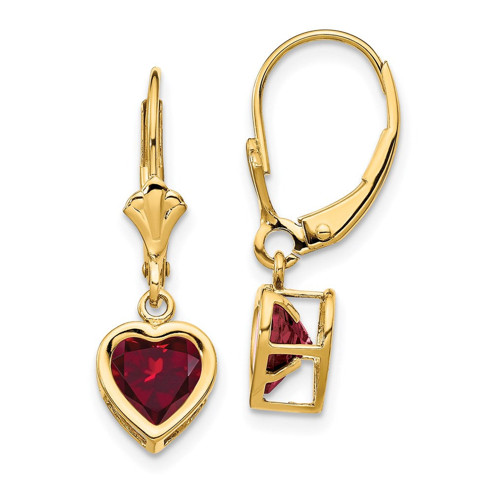 14k White Gold 6mm Heart Created Ruby Earrings XLB110WCR