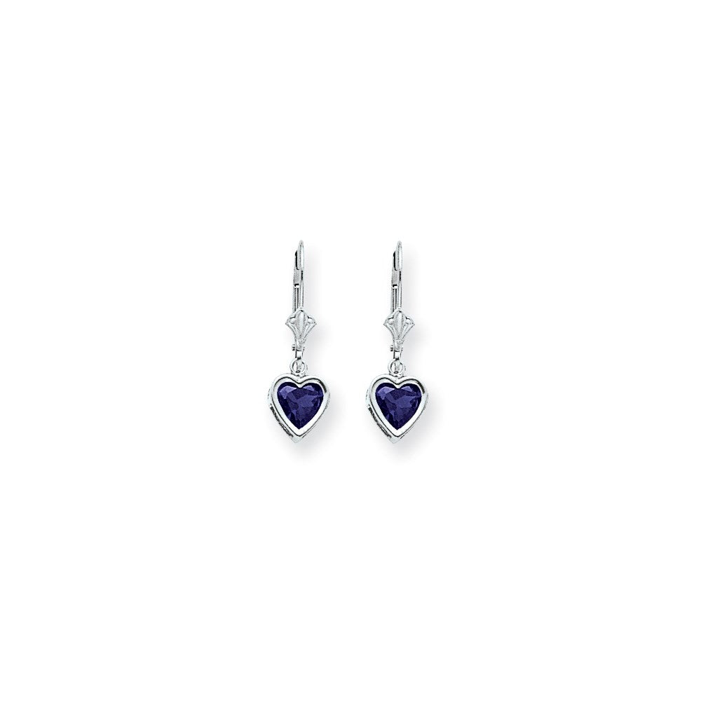14k White Gold 6mm Heart Sapphire Earrings XLB110WS