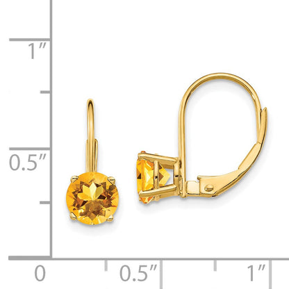 14k Yellow Gold 6mm Citrine Leverback Earrings XLB112CI