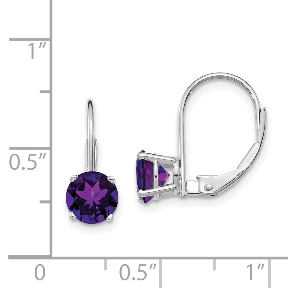 14k White Gold 6mm Amethyst Leverback Earrings XLB112WAM