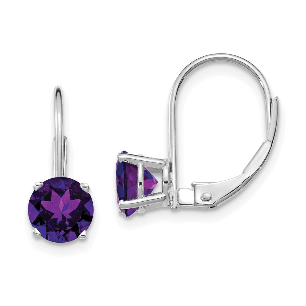 14k White Gold 6mm Amethyst Leverback Earrings XLB112WAM