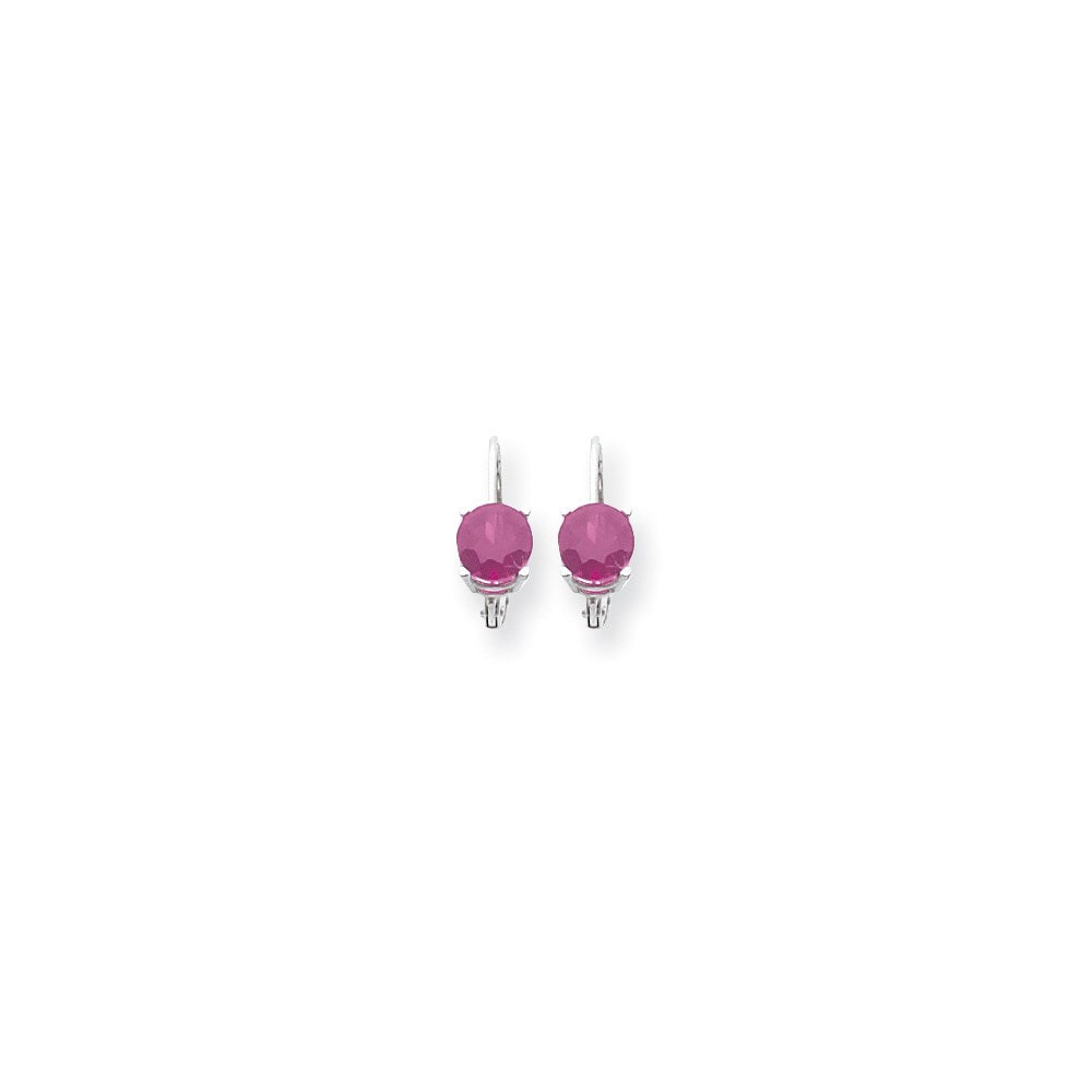 14k White Gold 6mm Pink Sapphire leverback Earrings XLB112WSP