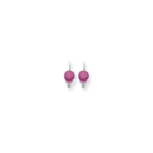 14k White Gold 6mm Pink Sapphire leverback Earrings XLB112WSP