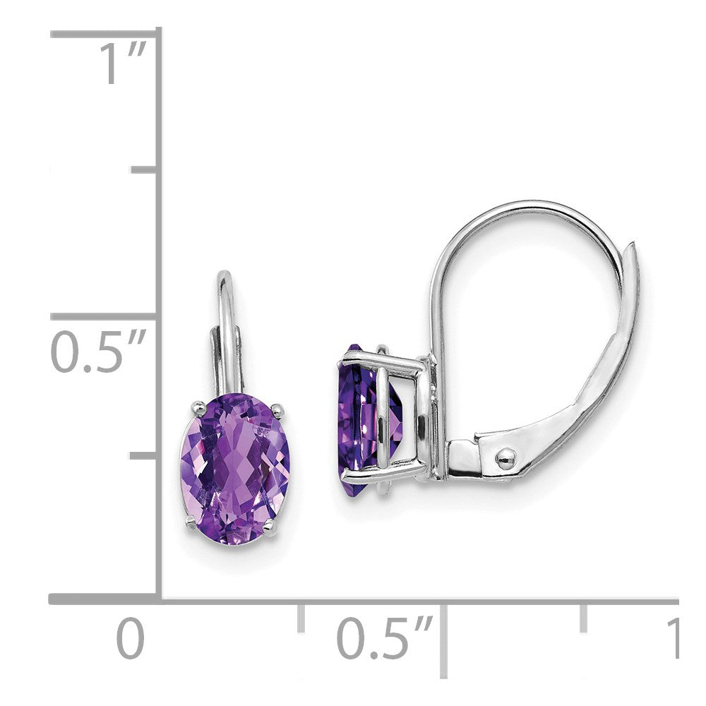 14k White Gold 7x5mm Oval Amethyst Leverback Earrings XLB115WAM