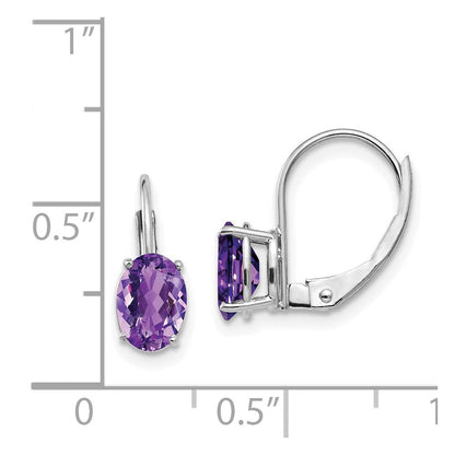 14k White Gold 7x5mm Oval Amethyst Leverback Earrings XLB115WAM