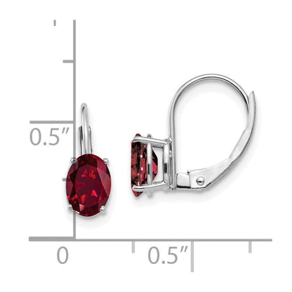 14k White Gold 7x5mm Oval Created Ruby leverback Earrings XLB115WCR