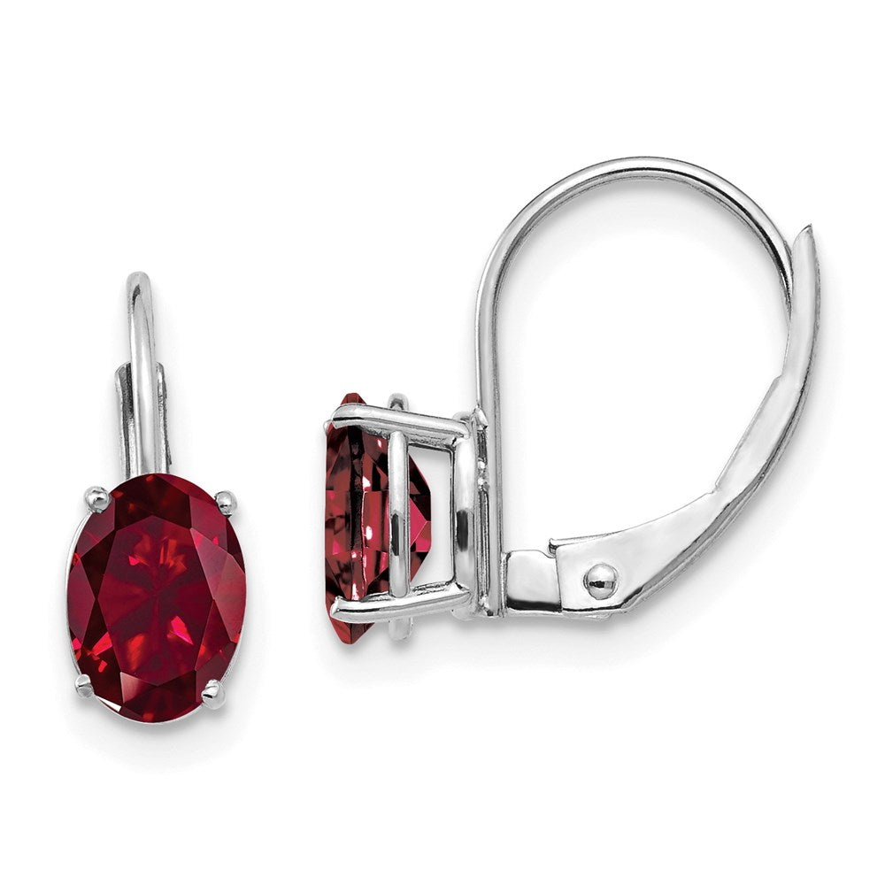 14k White Gold 7x5mm Oval Created Ruby leverback Earrings XLB115WCR