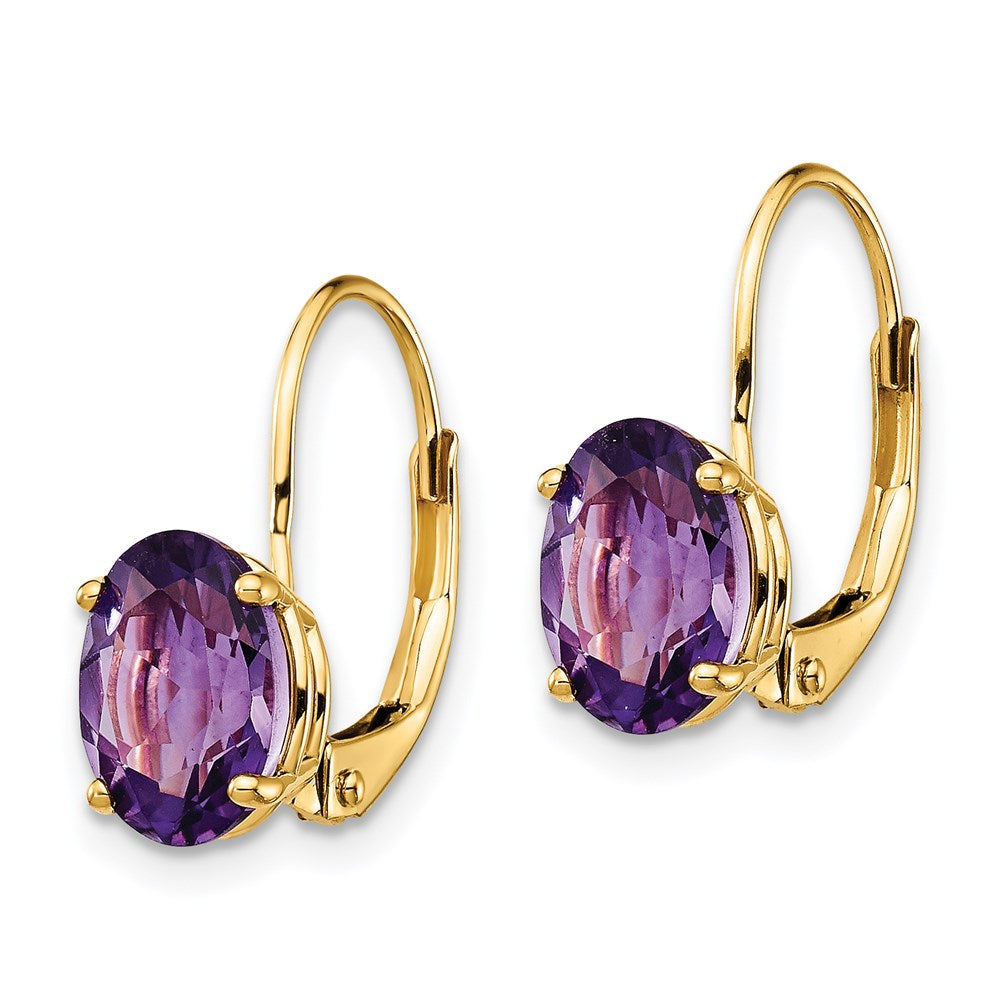 14k Yellow Gold 8x6mm Oval Amethyst Leverback Earrings XLB116AM