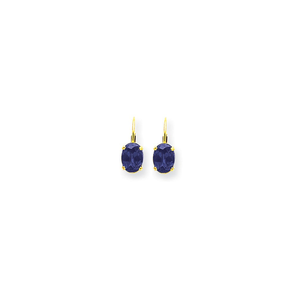 14k Yellow Gold 8x6mm Oval Tanzanite leverback earring