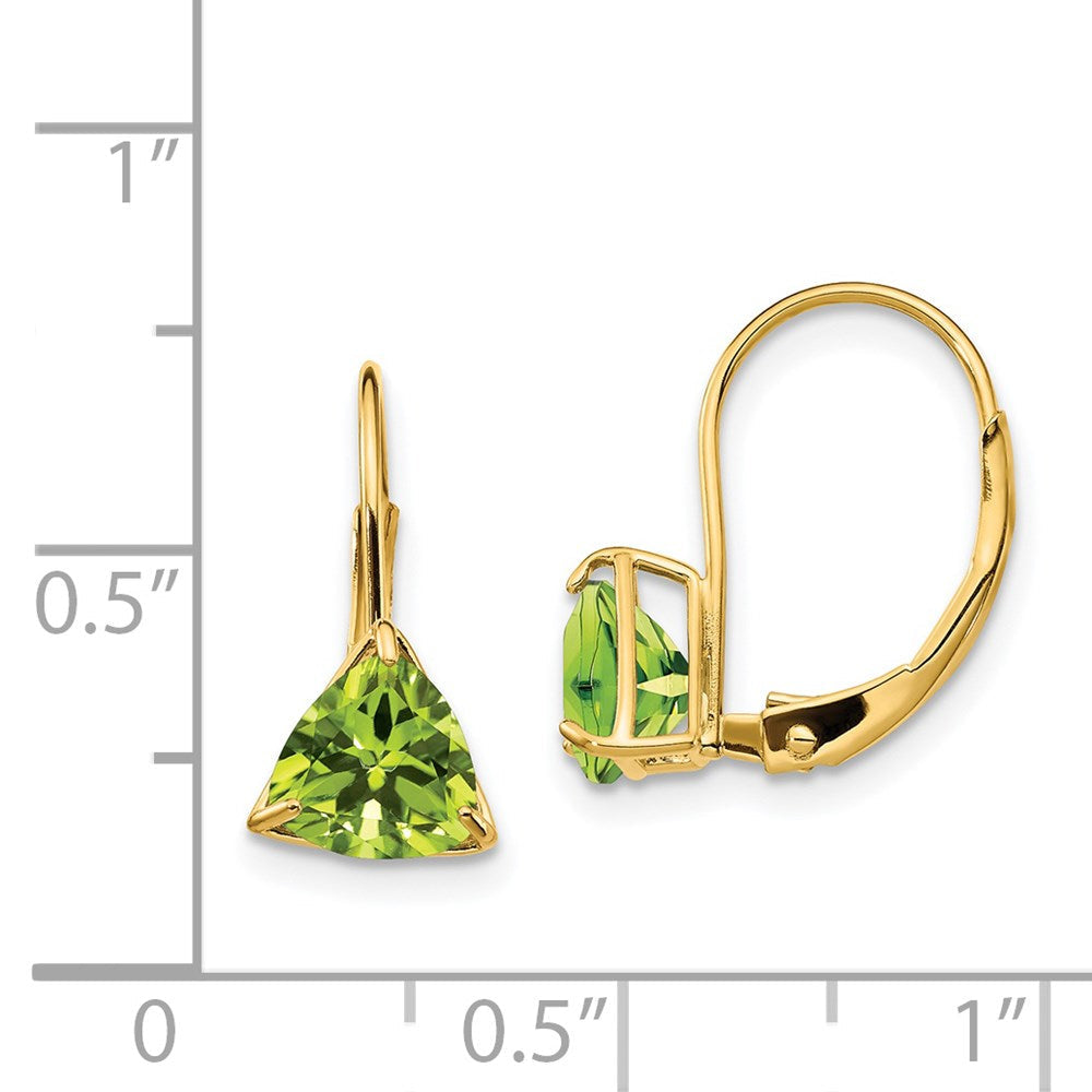 14k Yellow Gold 6mm Trillion Peridot Leverback Earrings XLB118PE