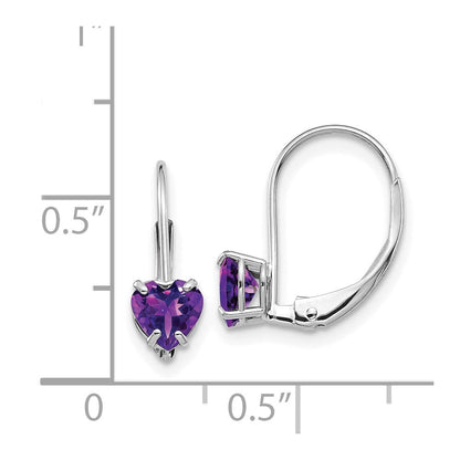 14k White Gold 5mm Heart Amethyst Leverback Earrings XLB120WAM