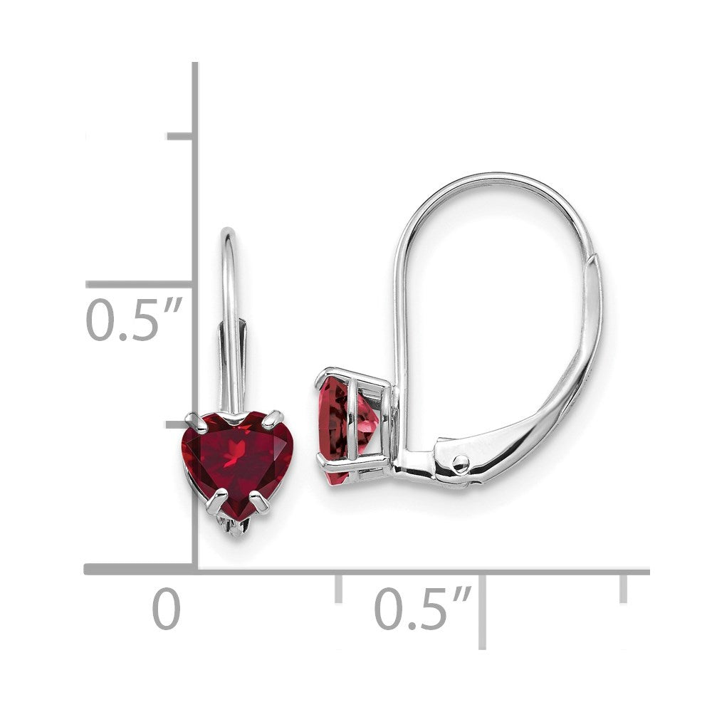 14k White Gold 5mm Heart Created Ruby Earrings XLB120WCR