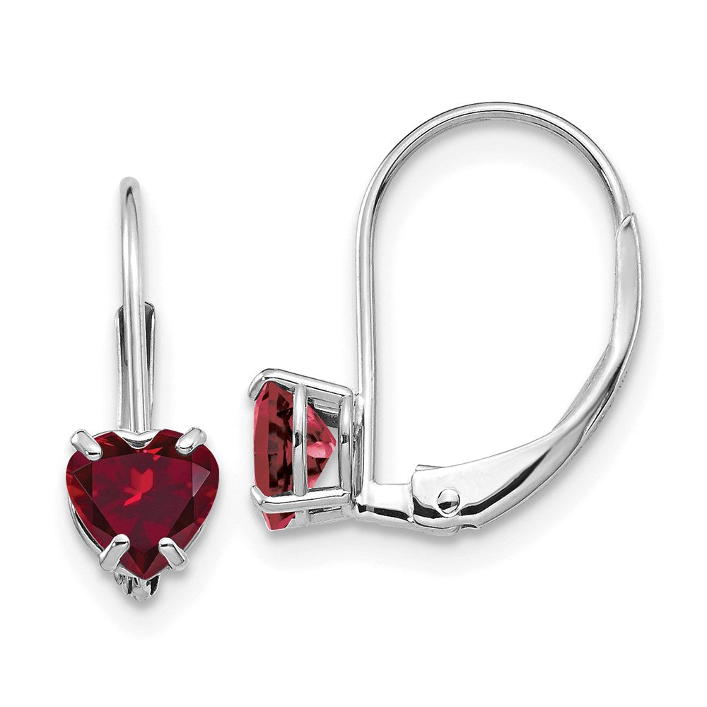 14k White Gold 5mm Heart Created Ruby Earrings XLB120WCR