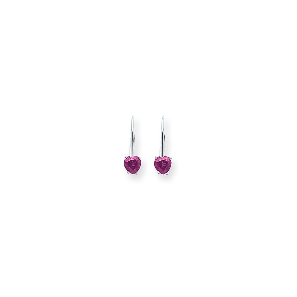 14k White Gold 5mm Heart Pink Sapphire Earrings XLB120WSP