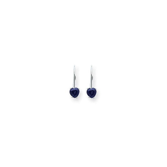 14k White Gold 5mm Heart Sapphire Earrings XLB120WS