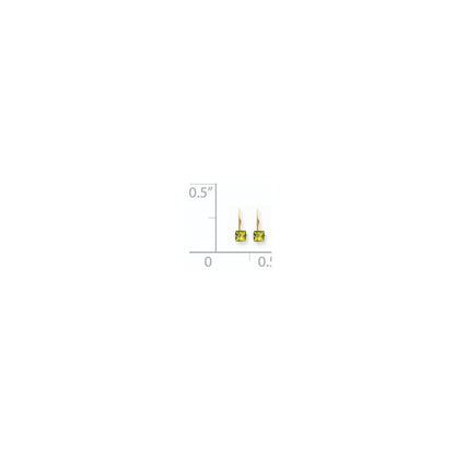 14k Yellow Gold 5mm Princess Cut Peridot Leverback Earrings XLB121PE