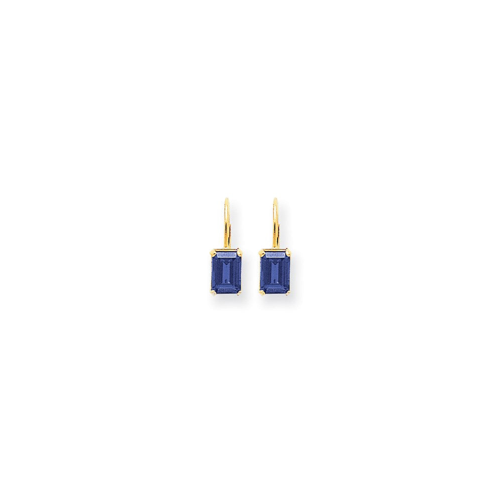 14k Yellow Gold 7x5mm Emerald Cut Tanzanite earring