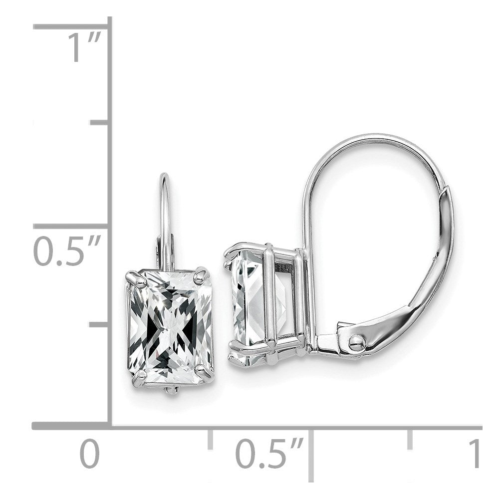 14k White Gold 7x5mm Emerald Cut Cubic Zirconia Earrings XLB124WCZ