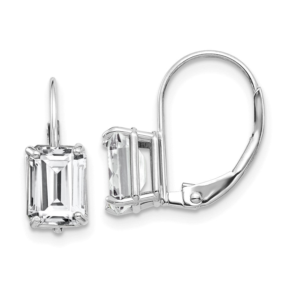 14k White Gold 7x5mm Emerald Cut Cubic Zirconia Earrings XLB124WCZ