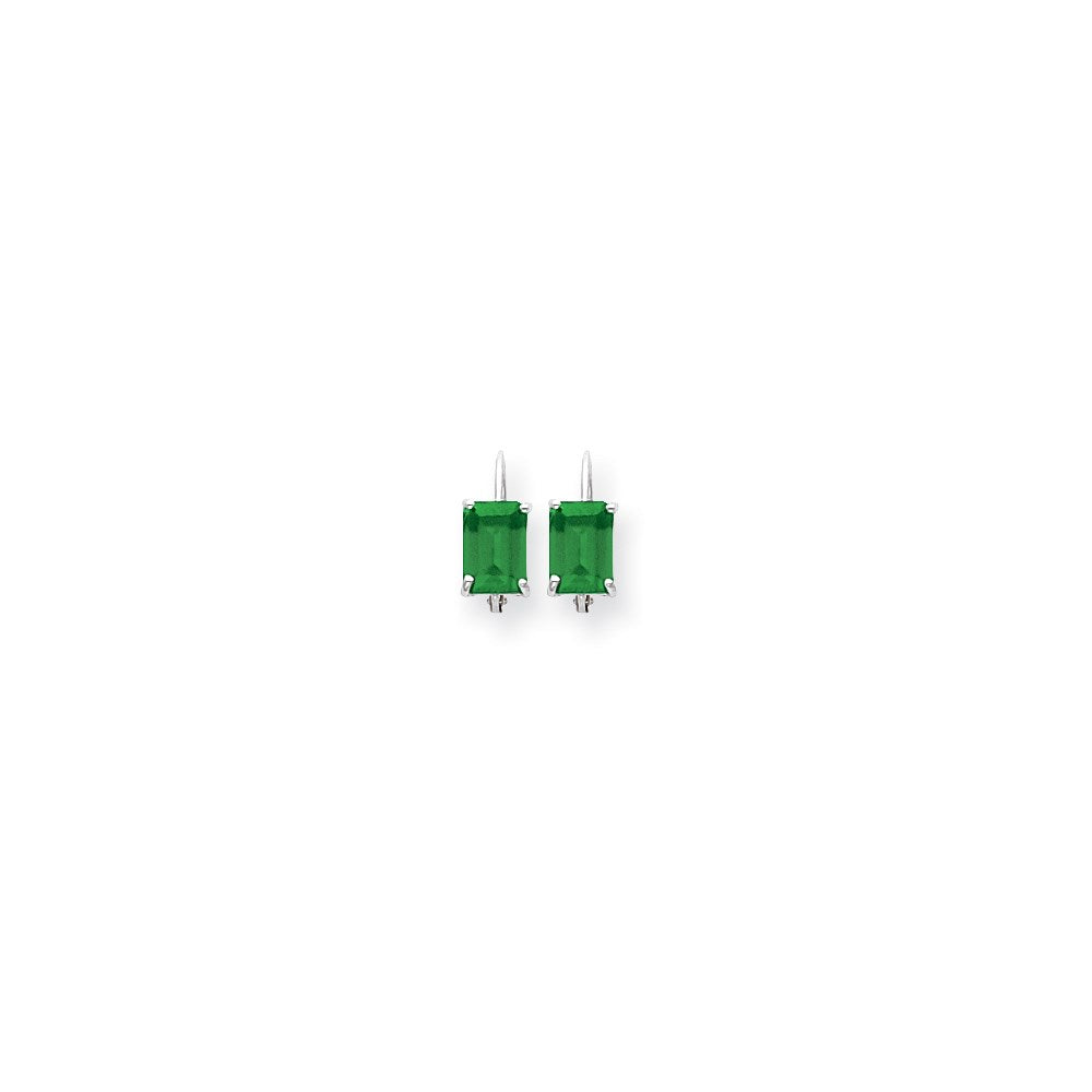 14k White Gold 7x5mm Emerald Cut Emerald Earrings XLB124WE