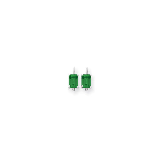 14k White Gold 7x5mm Emerald Cut Emerald Earrings XLB124WE