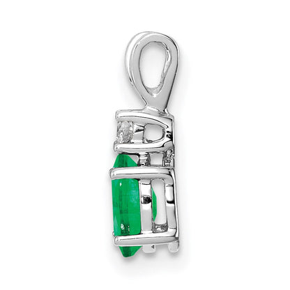 14k white gold emerald real diamond pendant xp1003e aa