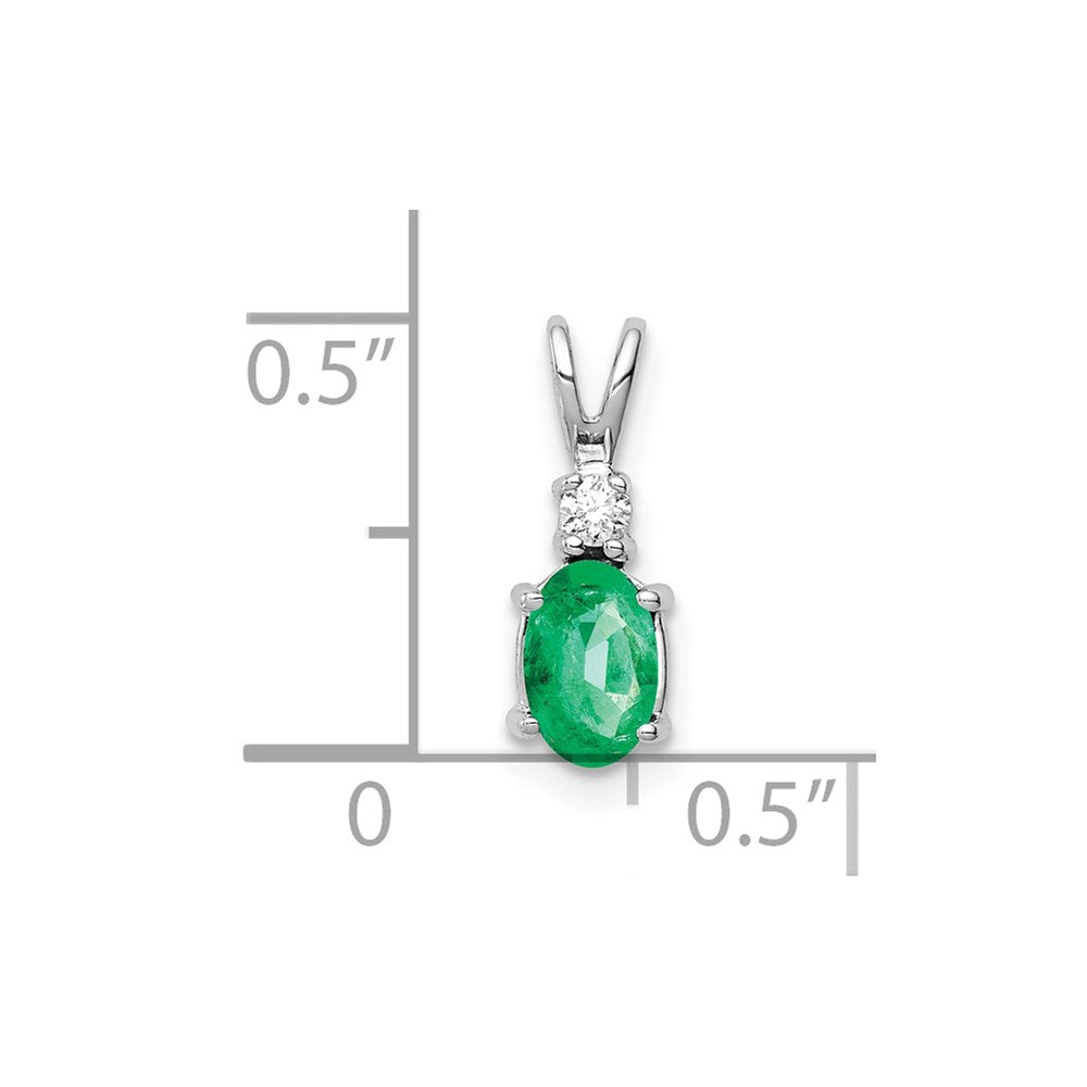 14k white gold emerald real diamond pendant xp1003e aa