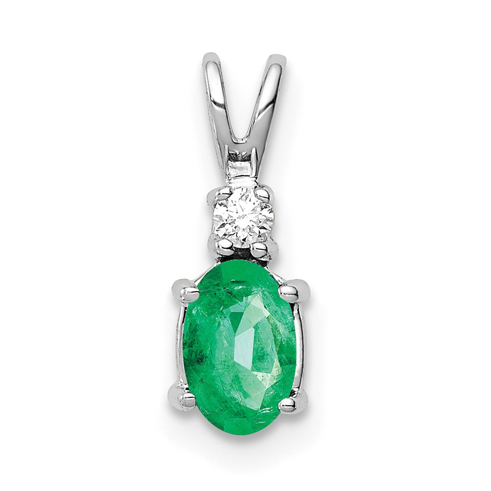 14k white gold emerald real diamond pendant xp1003e aa