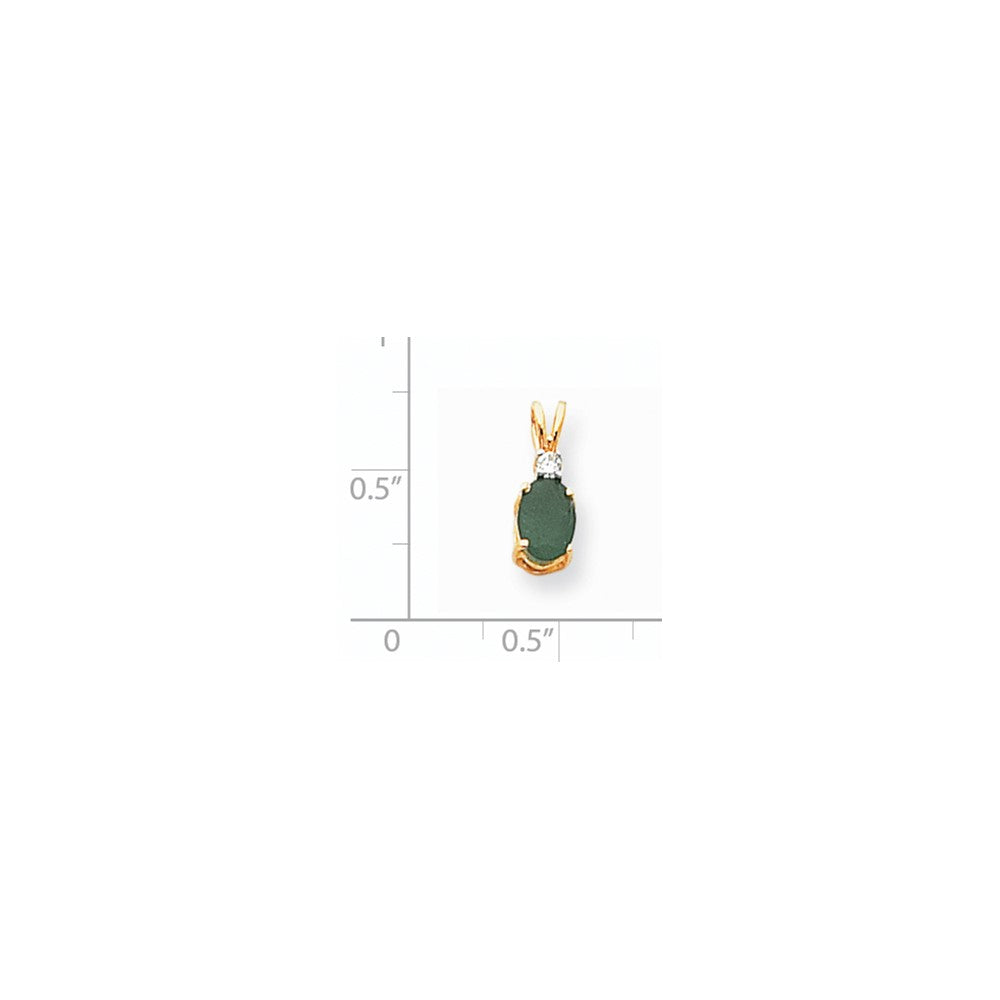 14k yellow gold 7x5mm oval emerald vs real diamond pendant xp1004e vs